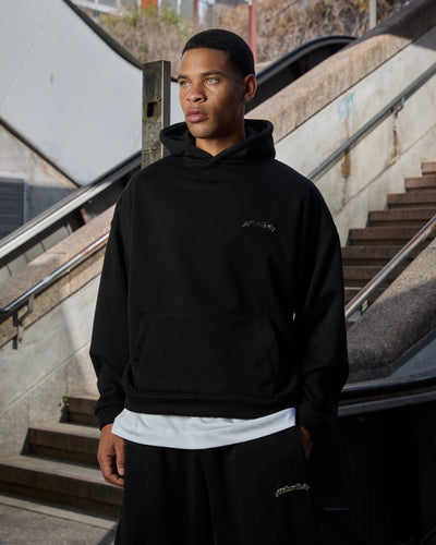 Kapuzenpullover Logo Metall Schwarz